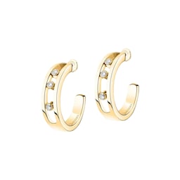37711906 - 18ct Yellow Gold Move 0.09ct Diamond Hoop Earrings