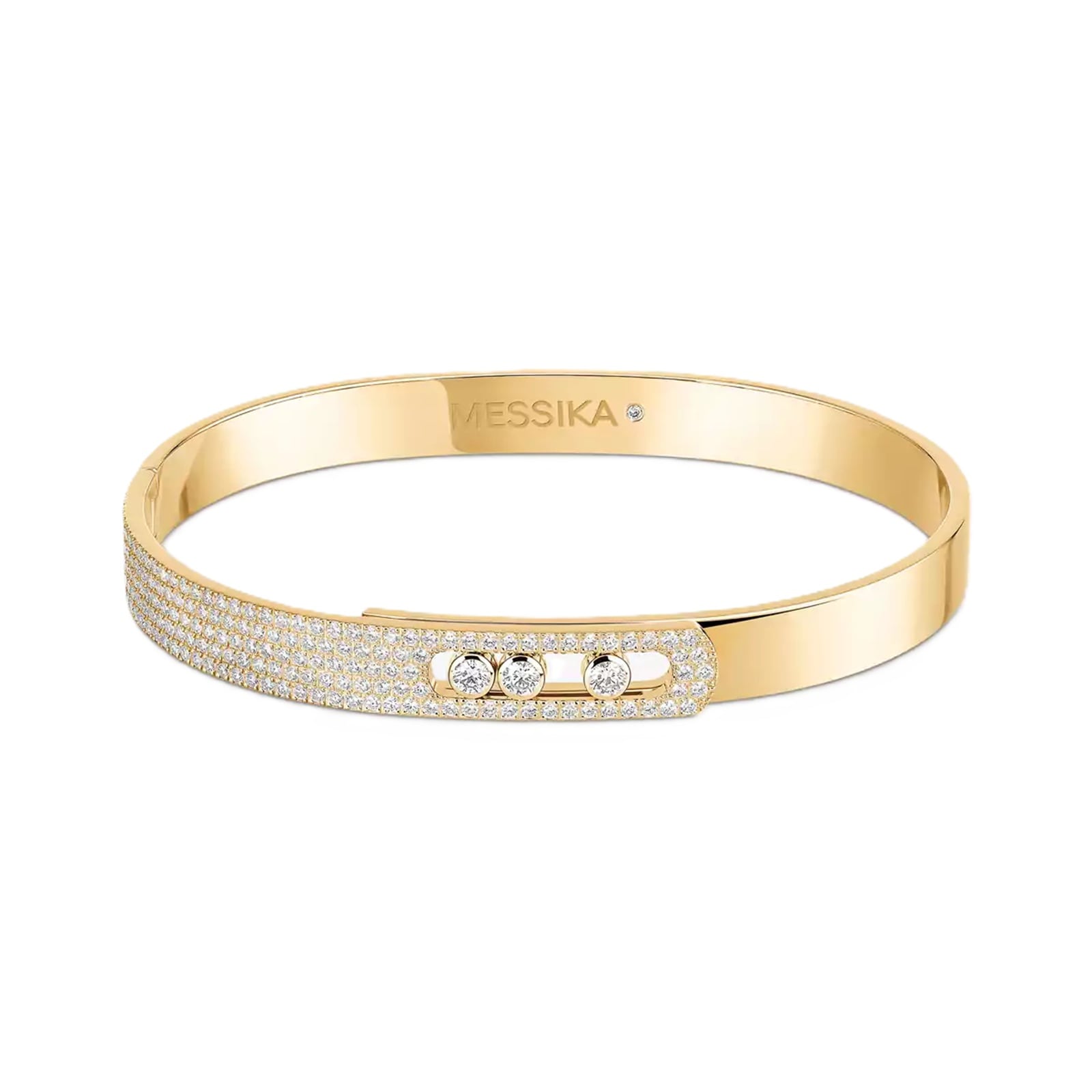 Messika 18ct Yellow Gold Move Noa Semi Pavé 1.20ct Diamond Bangle