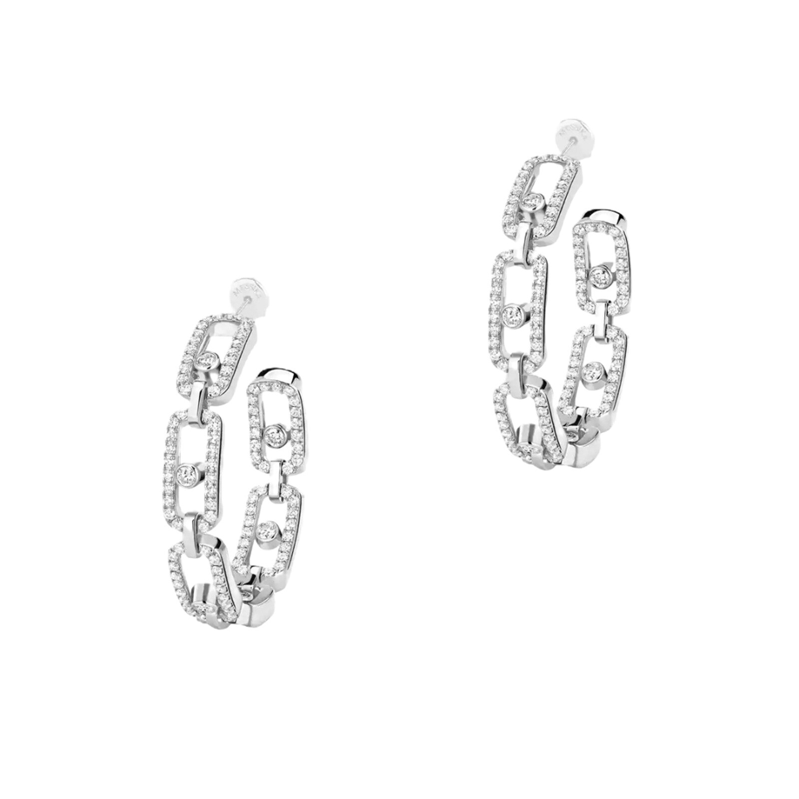 Messika 18ct White Gold Move Link 0.86ct Diamond Hoop Earrings