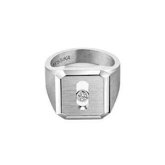 Messika Move Titanium Natural Titanium 0.06ct Diamond Signet Ring Messika Move Titanium Natural Titanium 0.06ct Diamond Signet Ring