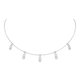 37711913 - 18ct White Gold Move Uno Pavé 0.61ct Diamond Drop Pendant Choker Necklace