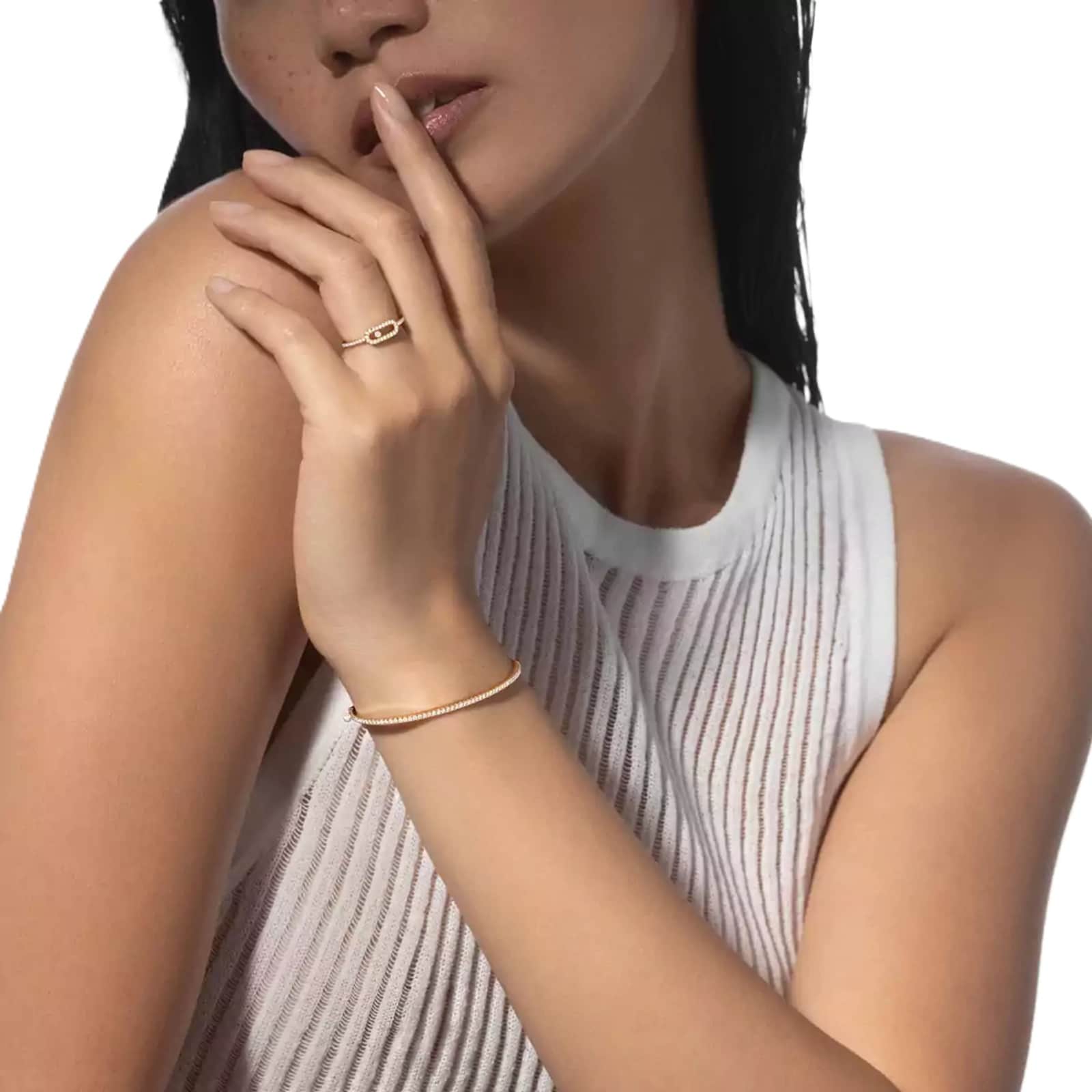Messika 18ct Yellow Gold Move Uno Pavé 0.15ct Diamond Ring
