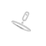 Messika 18ct White Gold Move Uno Pavé 0.29ct Diamond Drop Pendant Ring - Ring Size J