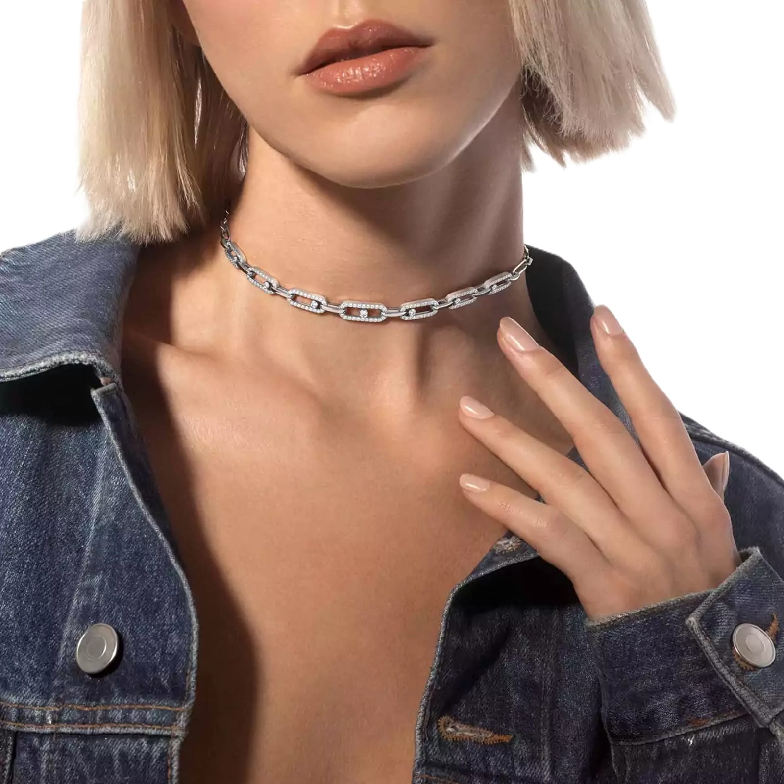 Messika 18ct White Gold Move Multi Link 1.70ct Diamond Choker Necklace
