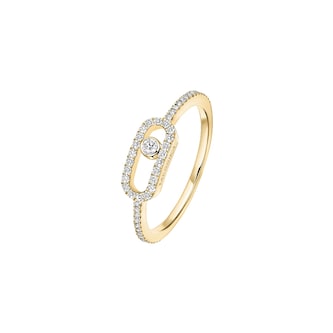 Messika 18K Yellow Gold Move Uno Pave Diamond Ring - Ring Size 6