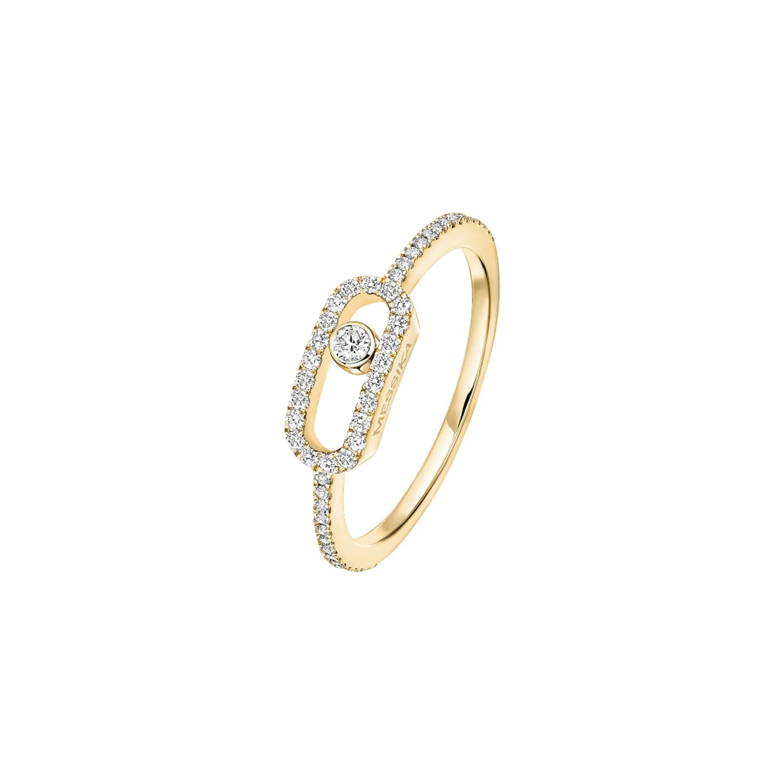 Messika 18K Yellow Gold Move Uno Pave Diamond Ring - Ring Size 6