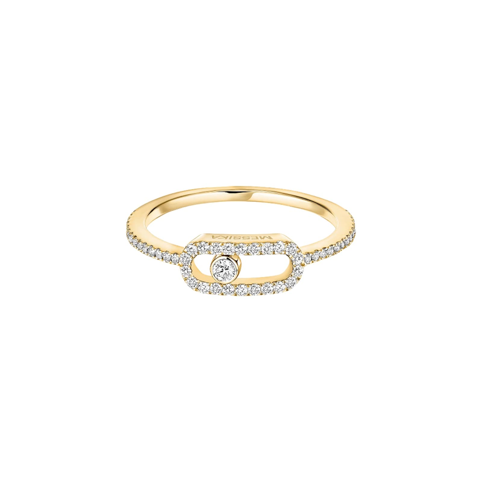 Messika 18K Yellow Gold Move Uno Pave Diamond Ring - Ring Size 6