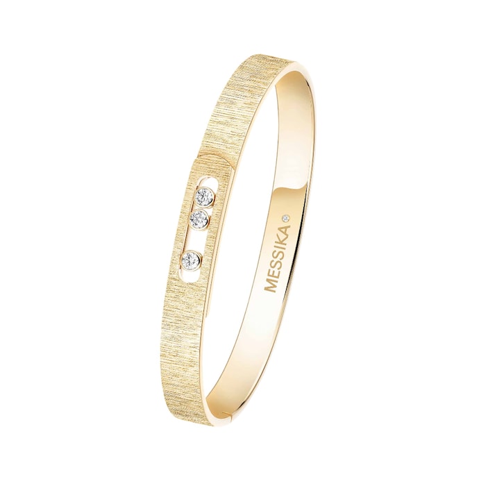 Messika 18K Yellow Gold Move Noa Ciselé Diamond Bangle - Size Medium