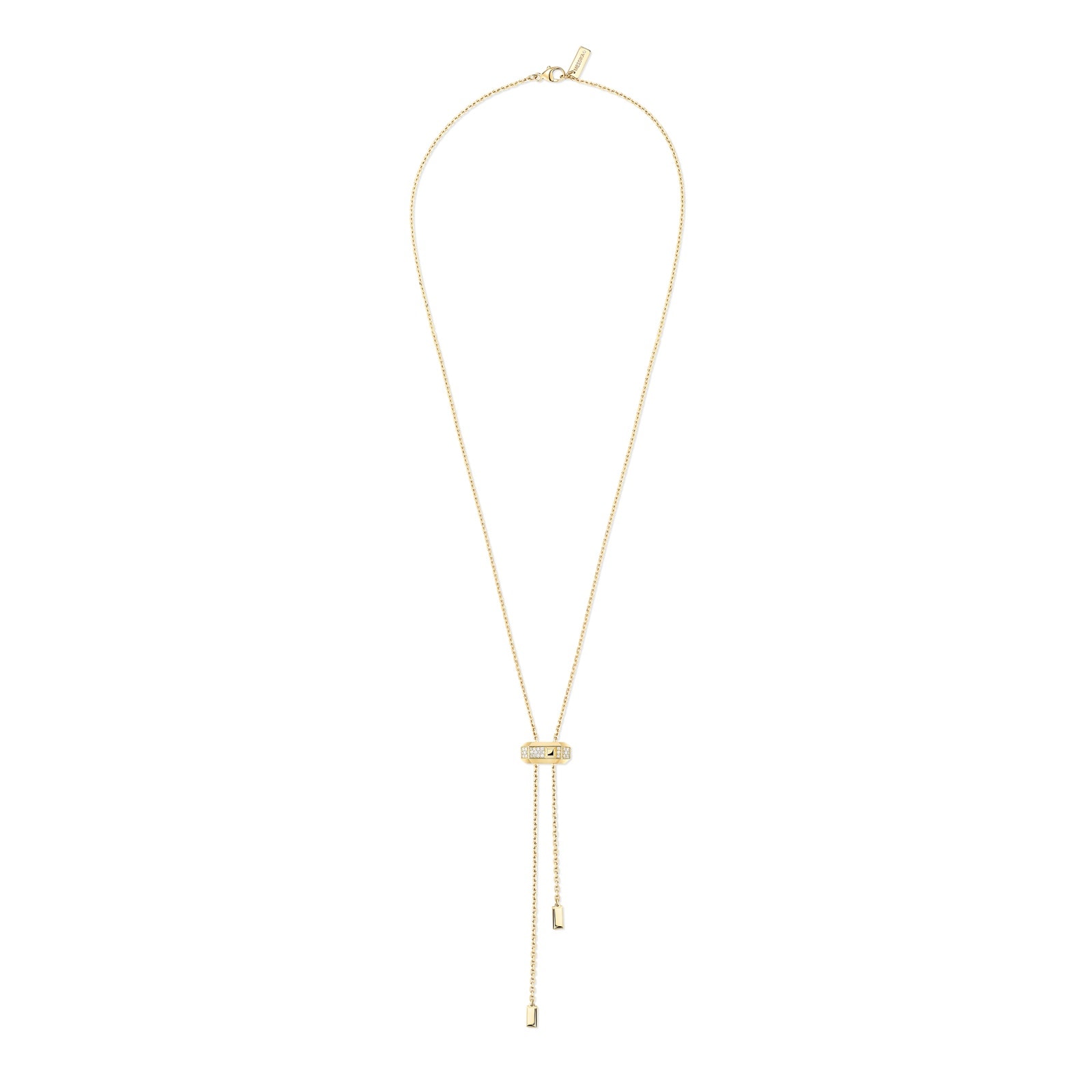Messika 18K Yellow Gold Moderniste Pave Diamond Tie Necklace