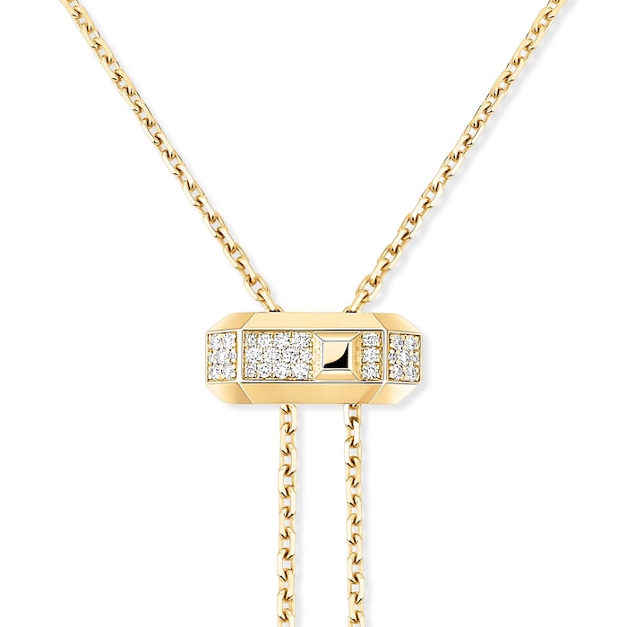 Messika 18K Yellow Gold Moderniste Pave Diamond Tie Necklace