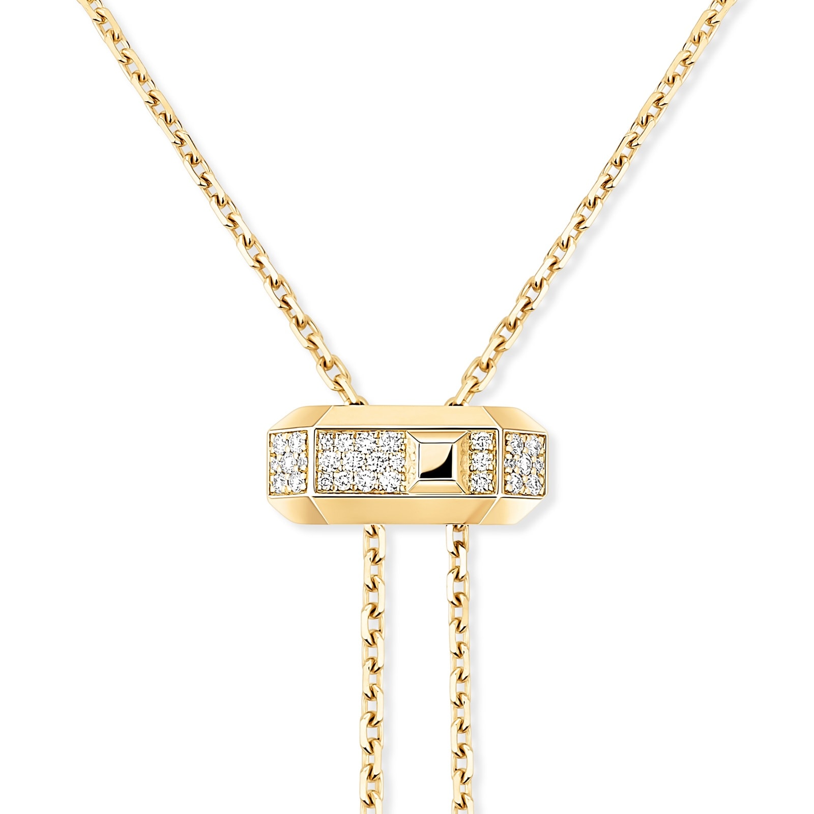 Messika 18K Yellow Gold Moderniste Pave Diamond Tie Necklace