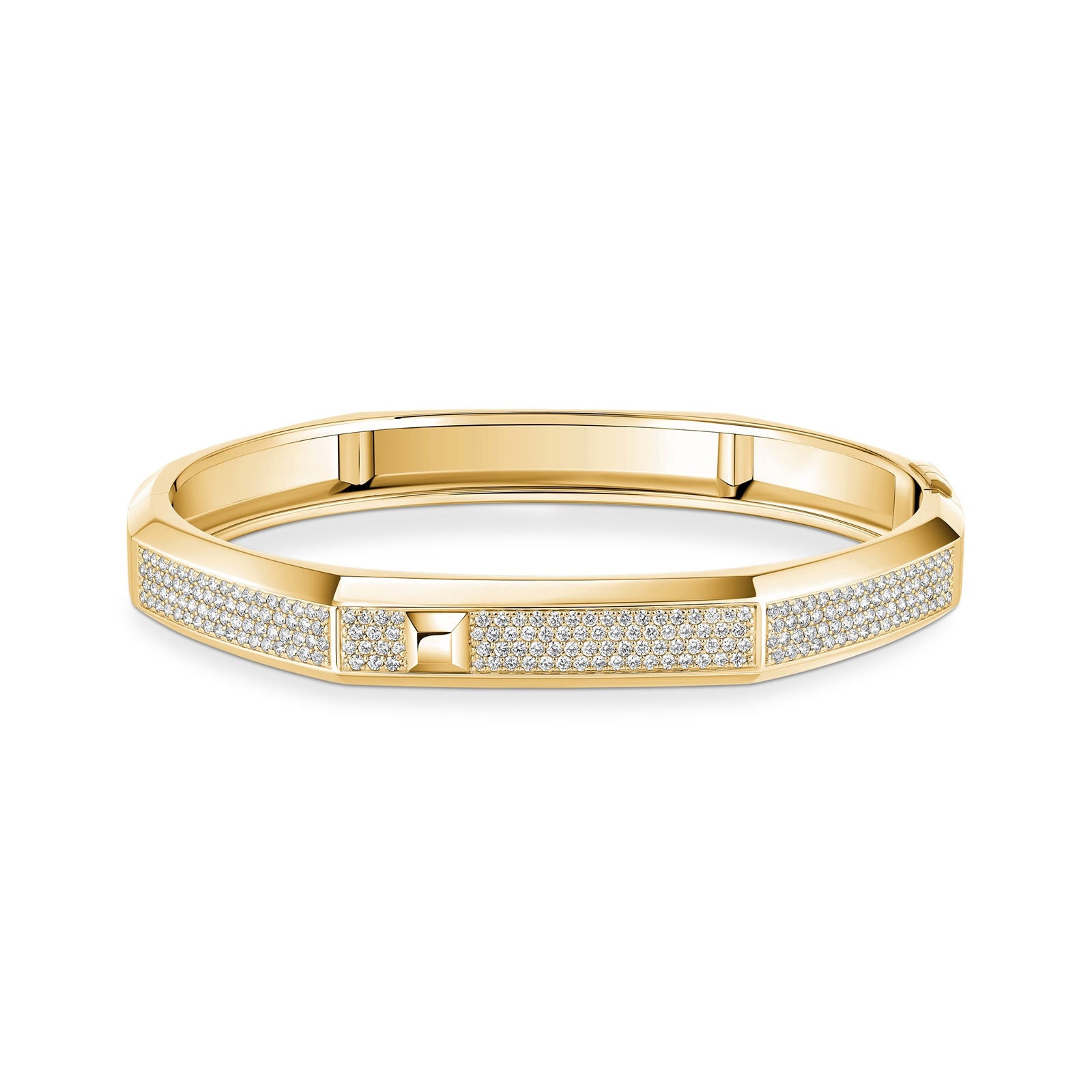 Messika 18K Yellow Gold Moderniste Pave Diamond Bracelet - Size Medium