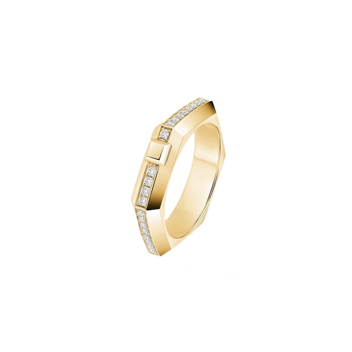 Messika 18K Yellow Gold Moderniste Pave Diamond Small Ring - Ring Size 6.75