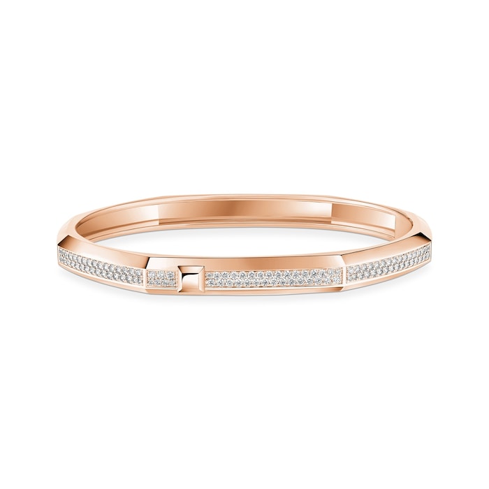 Messika 18K Rose Gold Moderniste Pave Diamond Bangle - Size Medium