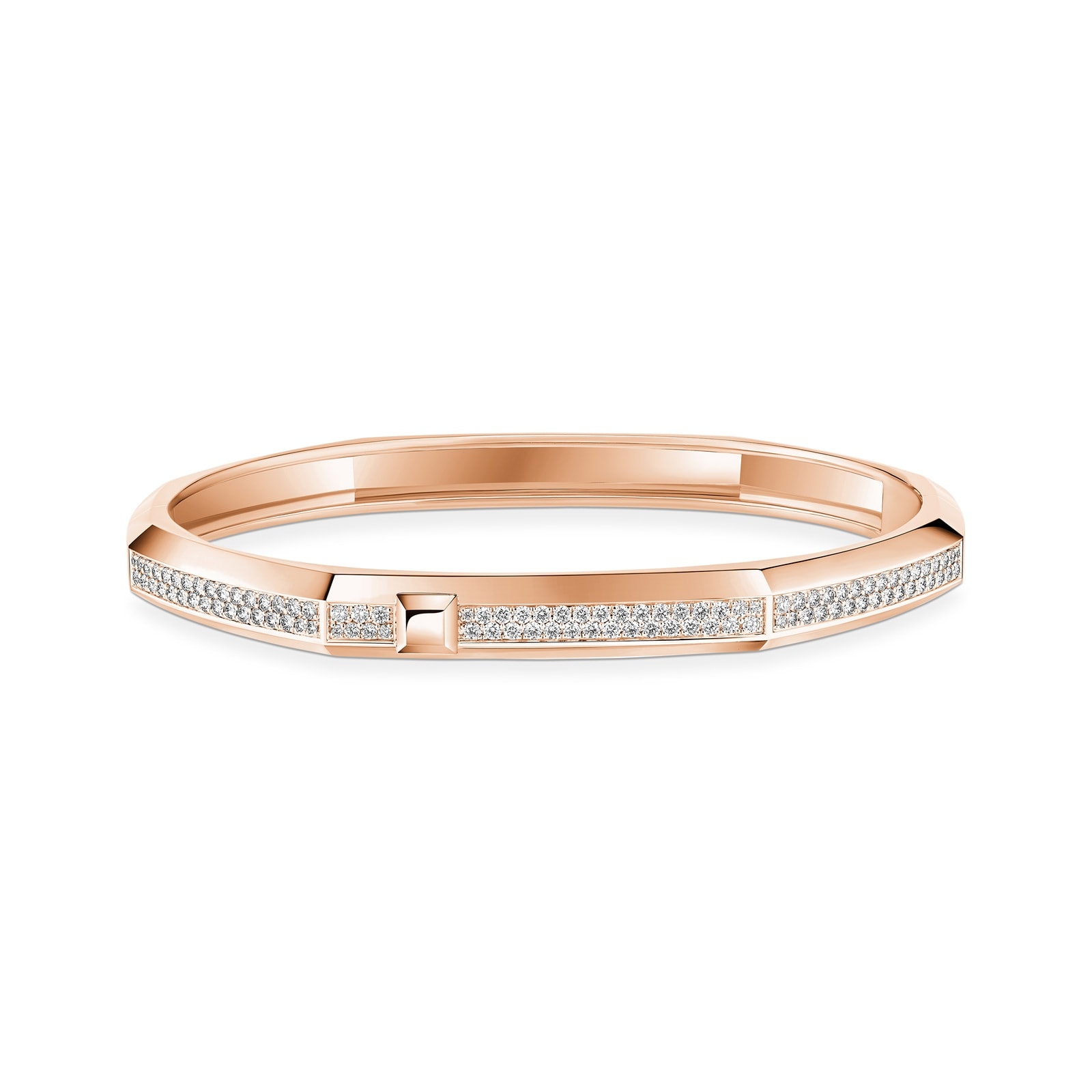 Messika 18K Rose Gold Moderniste Pave Diamond Bangle - Size Medium