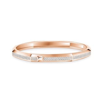 Messika 18K Rose Gold Moderniste Pave Diamond Bangle - Size Medium