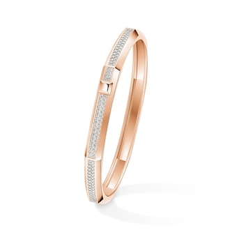 Messika 18K Rose Gold Moderniste Pave Diamond Bangle - Size Medium
