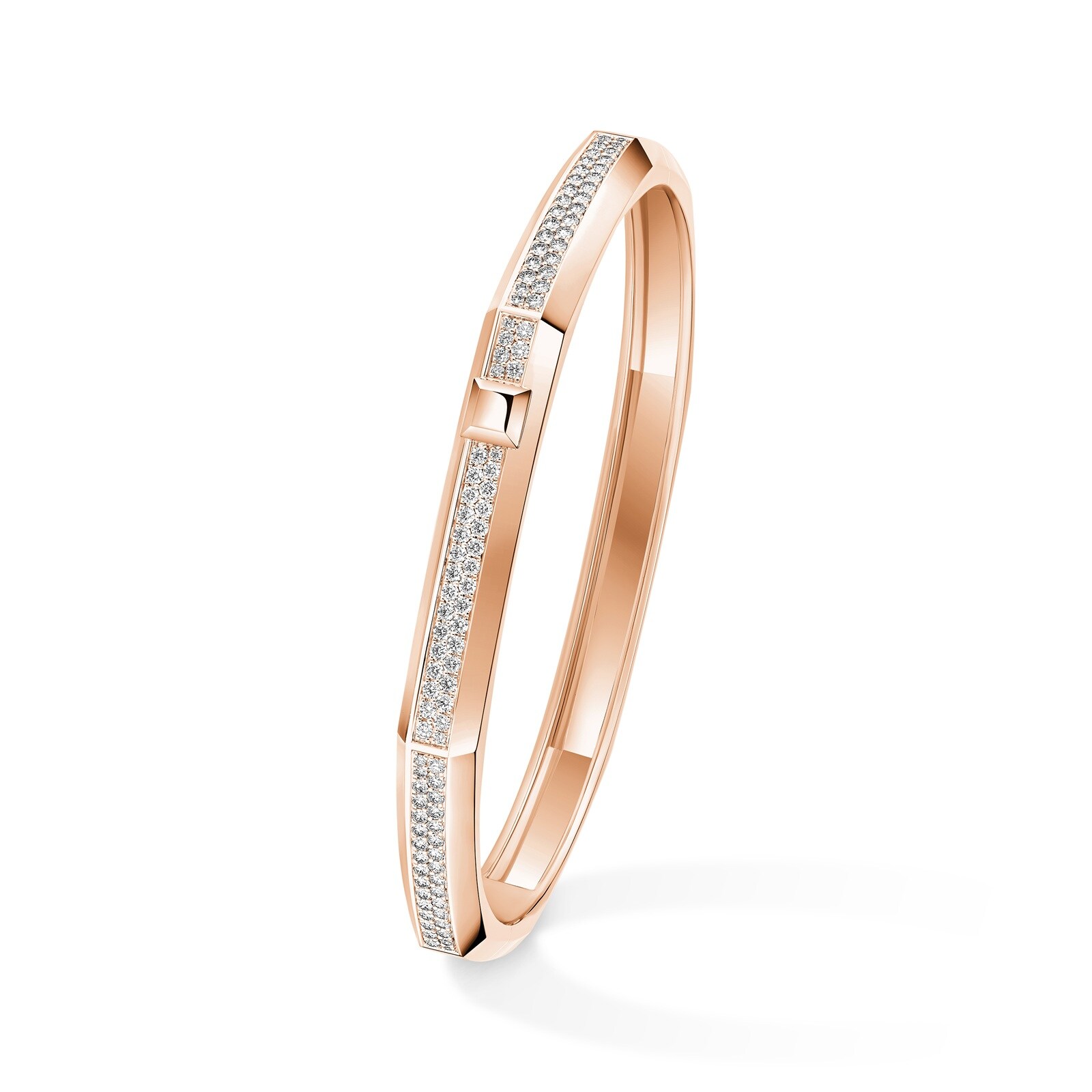Messika 18K Rose Gold Moderniste Pave Diamond Bangle - Size Medium