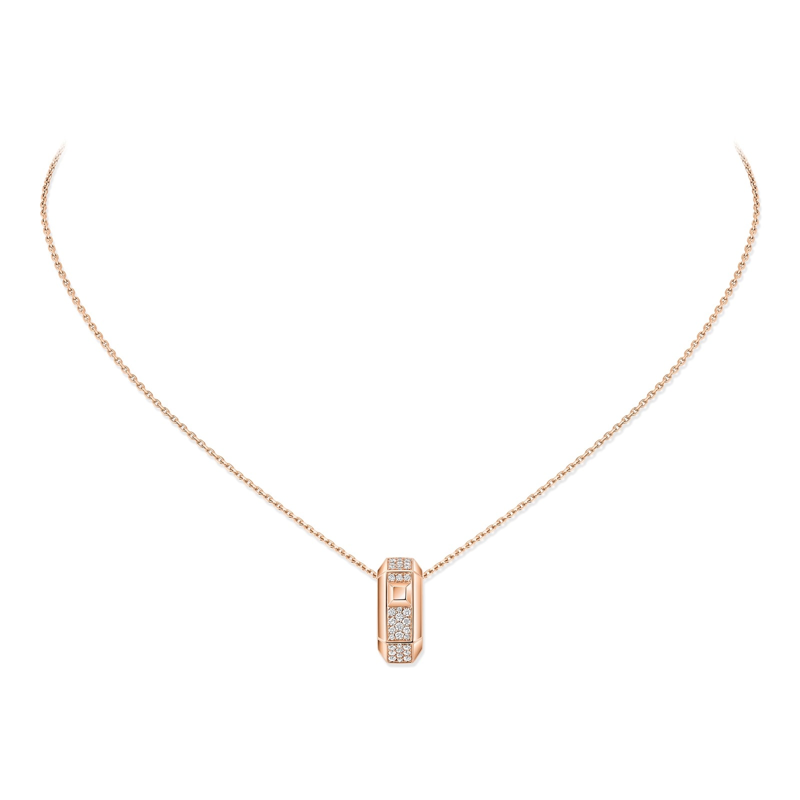 Messika 18K Rose Gold Moderniste Pave Diamond Pendant Necklace