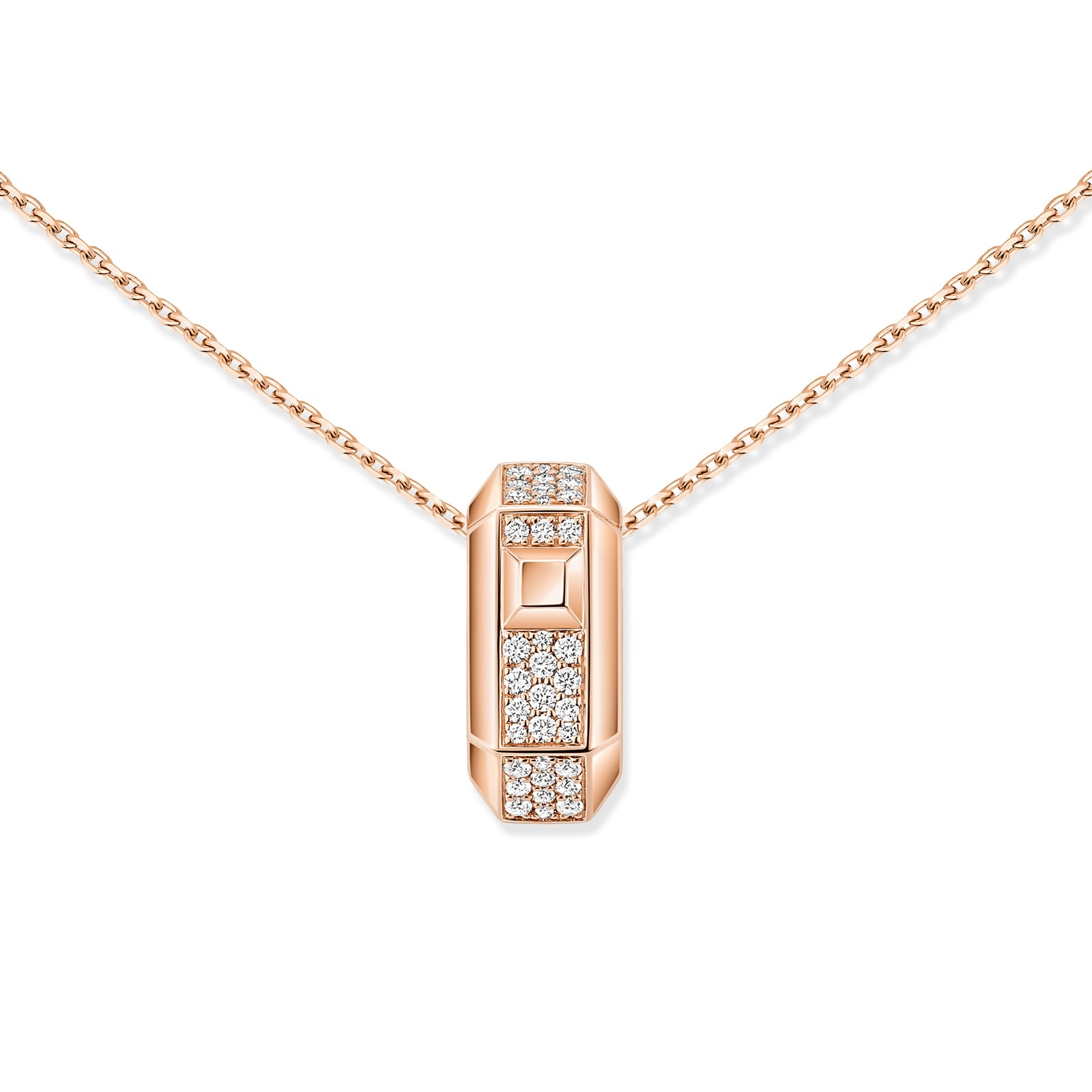 Messika 18K Rose Gold Moderniste Pave Diamond Pendant Necklace