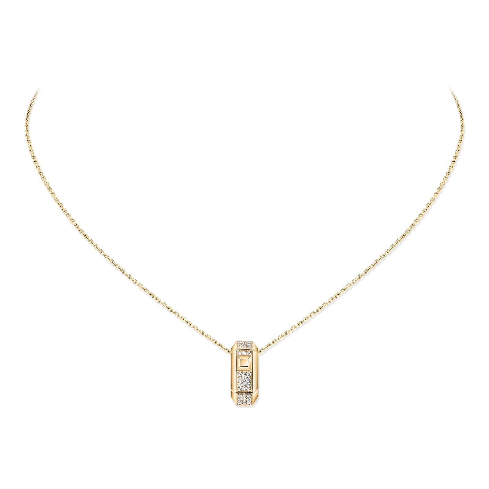 Messika 18K Yellow Gold Moderniste Pave Diamond Pendant Necklace