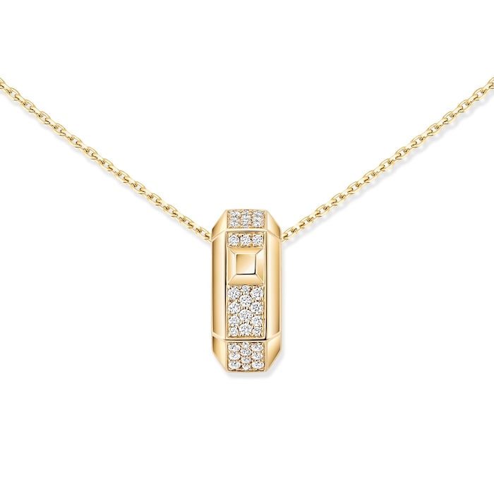 Messika 18K Yellow Gold Moderniste Pave Diamond Pendant Necklace