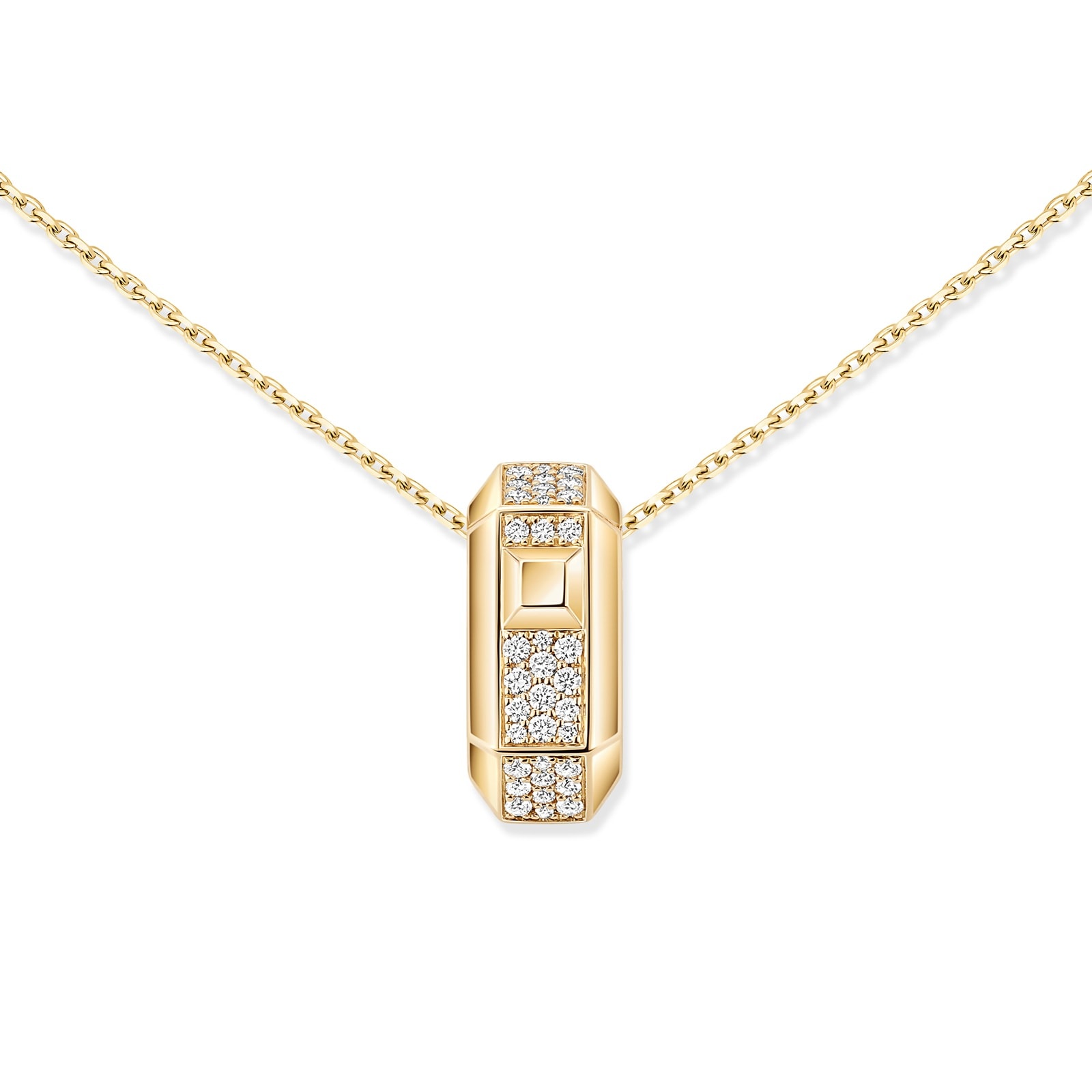 Messika 18K Yellow Gold Moderniste Pave Diamond Pendant Necklace