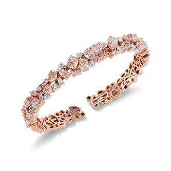 J FINE 18K Rose & White Gold 6ctw Pink & 0.59ctw White Diamond Bracelet - Size 6.5 J FINE 18K Rose & White Gold 6ctw Pink & 0.59ctw White Diamond Bracelet - Size 6.5