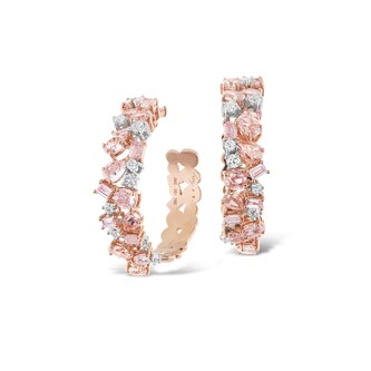J FINE 18K Rose & White Gold 4.97ctw Pink & 1.56ctw White Diamond  Hoop Earrings