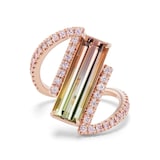 J FINE 18K Rose Gold 5.44ctw Tourmaline & 0.51ctw Diamond Ring - Size 8