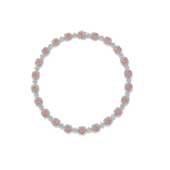 J Fine Platinum and 18k Pink Gold Argyle Pink™ Diamond Halo Necklace