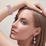 J Fine Platinum and 18k Pink Gold Fancy Pink Diamond Oval Halo Drop Earrings