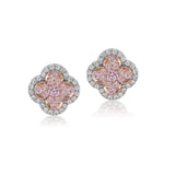 J Fine Platinum and 18k Pink Gold Argyle Pink™ Diamond Azalea Floral Halo Stud Earrings