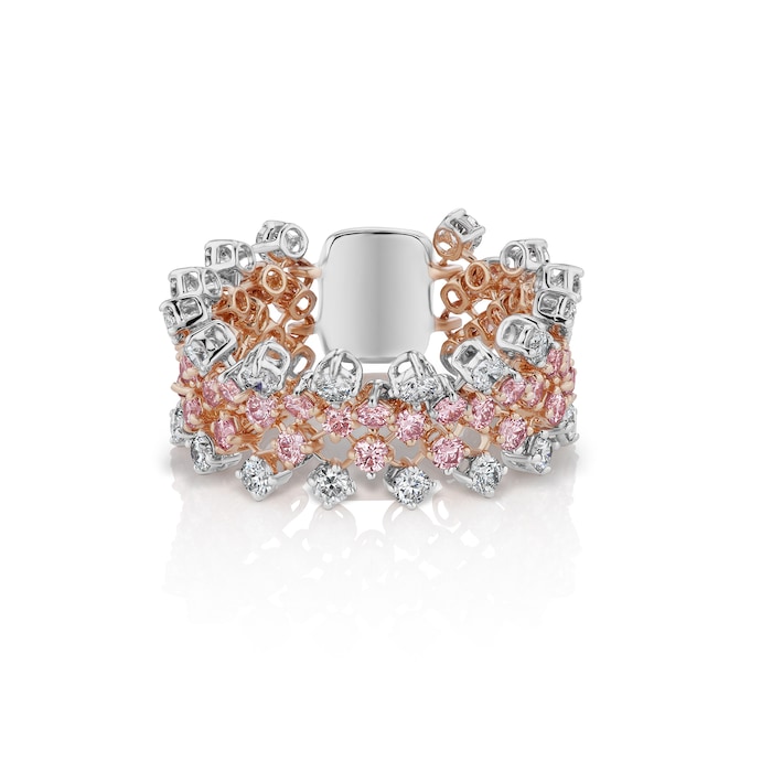 J Fine Platinum and 18k Pink Gold Argyle Pink™ Diamond Flex Ring Size 6.25
