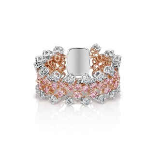 J Fine Platinum and 18k Pink Gold Argyle Pink™ Diamond Flex Ring Size 6.25