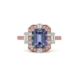 J Fine 18k Rose and White Gold Tanzanite and Argyle Pink™ Diamond Ring Size 6.5