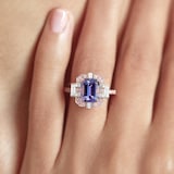 J Fine 18k Rose and White Gold Tanzanite and Argyle Pink™ Diamond Ring Size 6.5