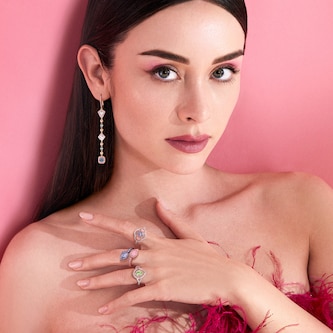 J Fine Platinum and 18k Rose Gold Argyle Pink™ Diamond and Yellow Diamond Three Stone Ring Size 6.5