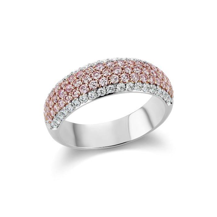 J Fine Platinum and 18k Rose Gold Argyle Pink™ Diamond Five Row Ring Size 6