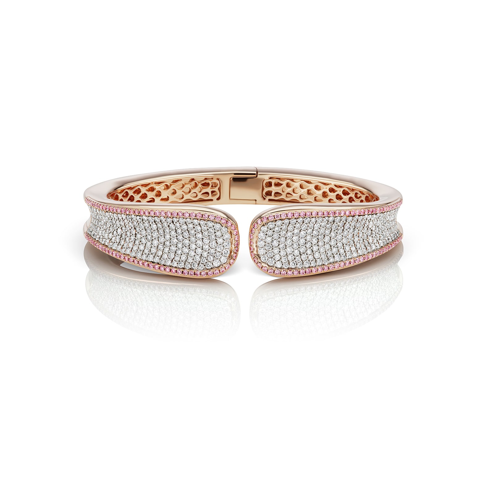 J Fine 18k Pink Gold Argyle Pink™ Diamond Reverse Saddle Cuff