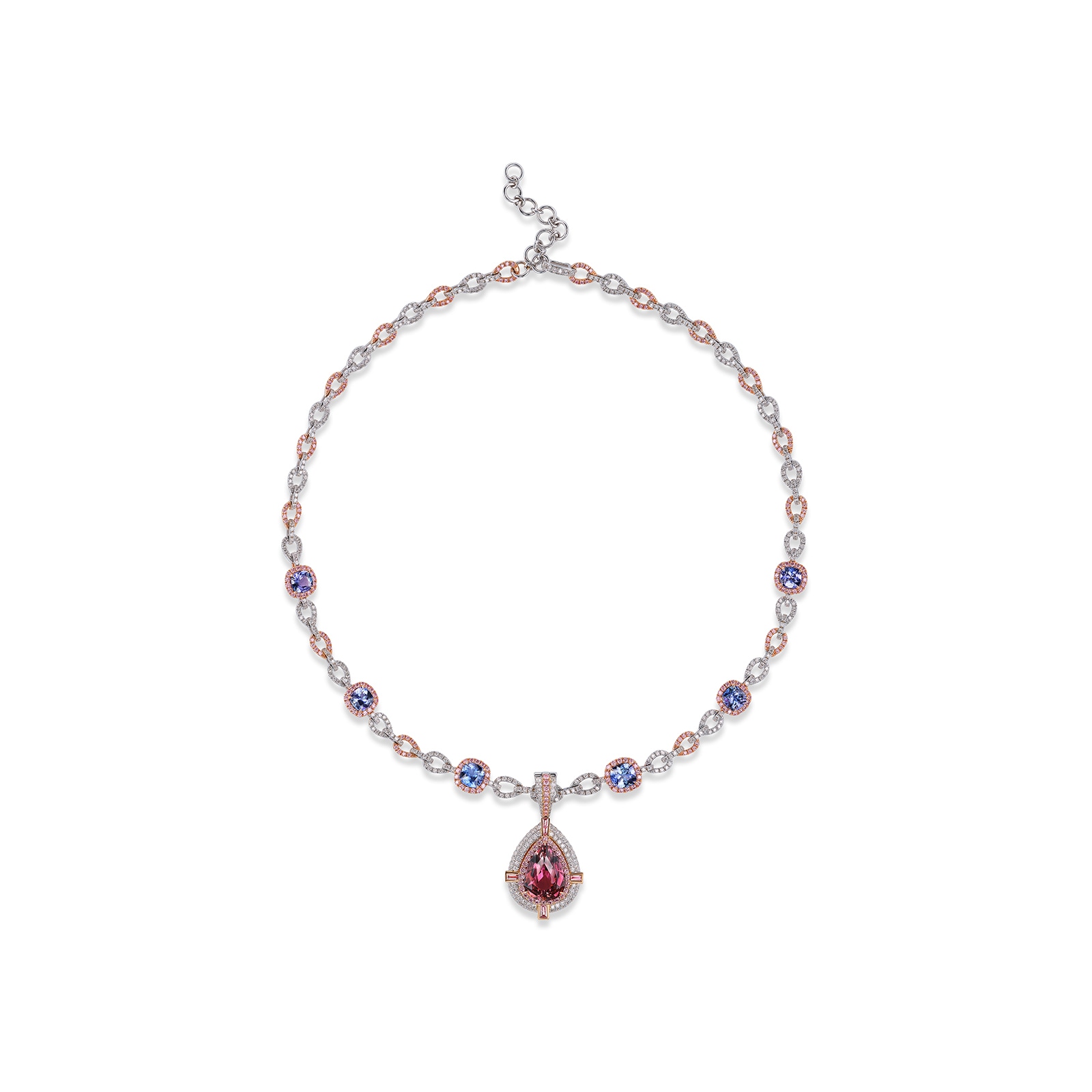J Fine 18k White and Pink Gold Argyle Pink™ Diamond and Pink Tourmaline Necklace J Fine 18k White and Pink Gold Argyle Pink™ Diamond and Pink Tourmaline Necklace