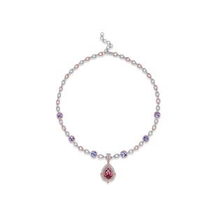 J Fine 18k White and Pink Gold Argyle Pink™ Diamond and Pink Tourmaline Necklace