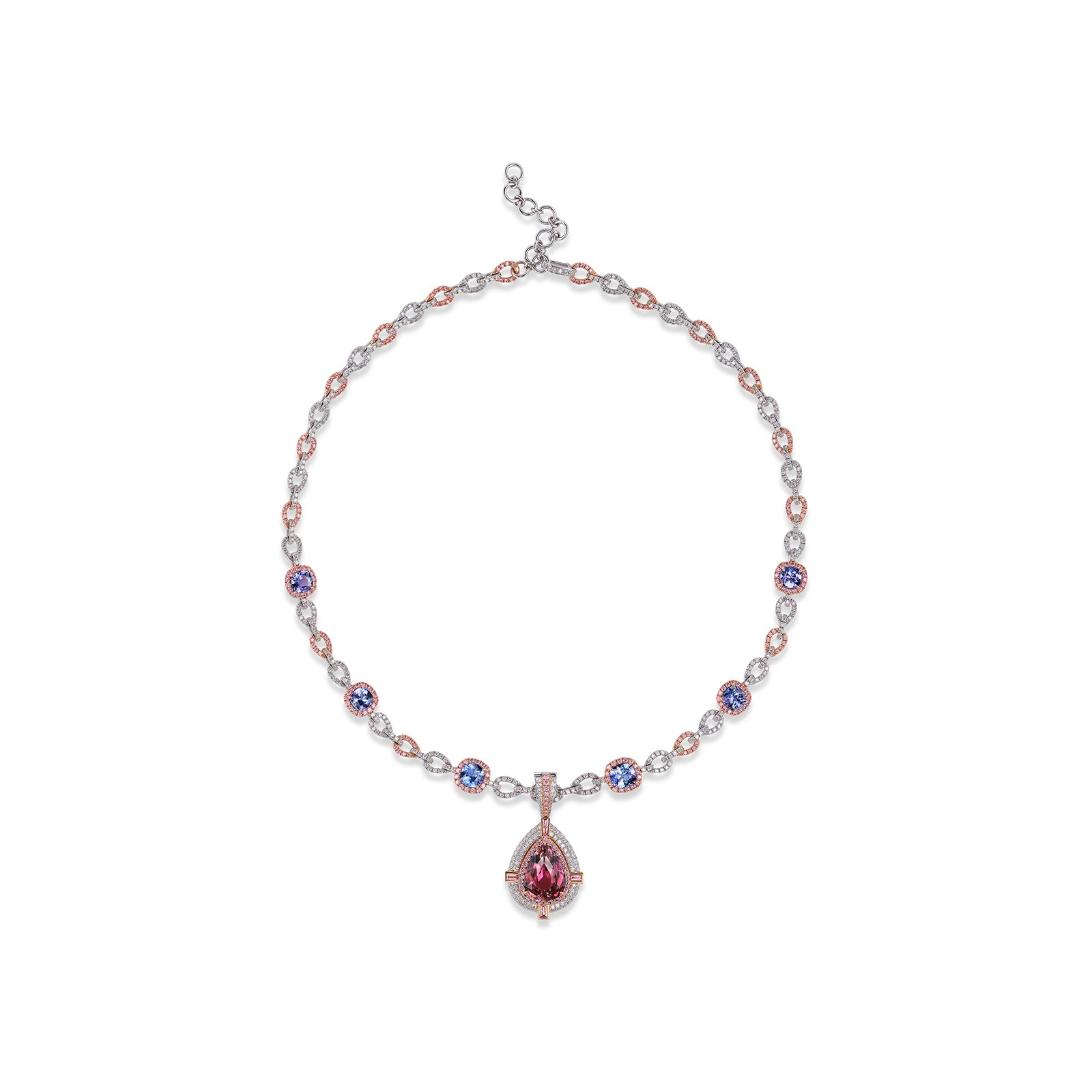 J Fine 18k White and Pink Gold Argyle Pink™ Diamond and Pink Tourmaline Necklace