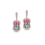 J Fine Platinum and 18k Pink Gold Argyle Pink™ Diamond and Bicolor Tourmaline Drop Earrings