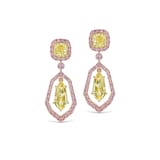 J Fine 18k Pink Gold Argyle Pink™ Diamonds with Yellow Shield Diamond Drop Earrings