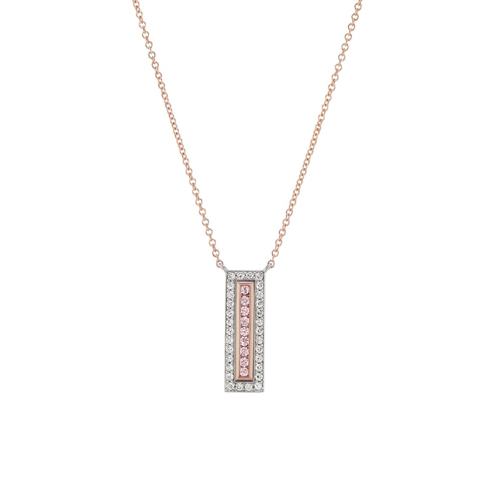 J Fine 18k Pink Gold and Platinum Argyle Pink™ Diamond Vertical Bar Necklace 18"