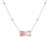 J Fine 18k Pink Gold Argyle Pink™ Diamond and Bi Color Tourmaline Necklace 18"