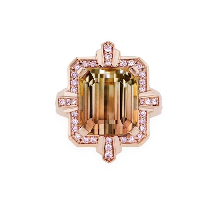 J Fine 18K Rose Gold Argyle Pink™ Diamond & Bi Color Tourmaline Ring - Size 6.5