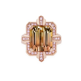 J Fine 18K Rose Gold Argyle Pink™ Diamond & Bi Color Tourmaline Ring - Size 6.5