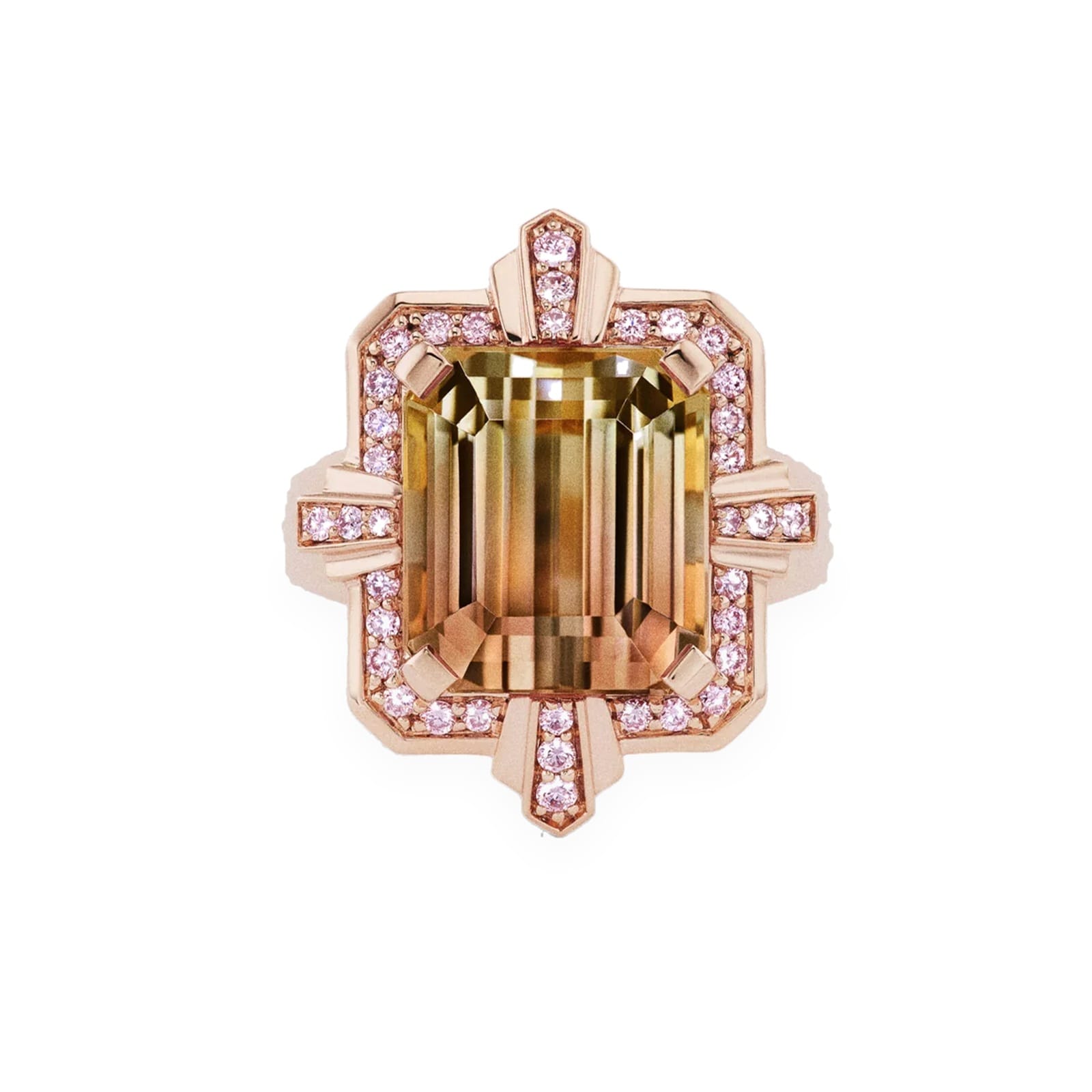 J Fine 18K Rose Gold Argyle Pink™ Diamond & Bi Color Tourmaline Ring - Size 6.5